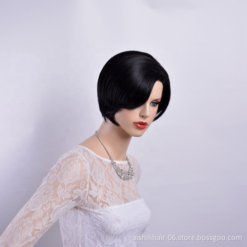 Wholesale high quality Synthetic wigs natural straight wave hair black short hair synthetic hair wigs for black women